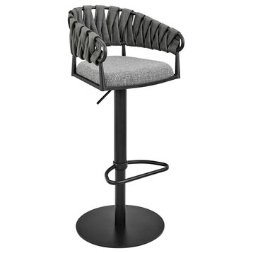 Silabe Adjustable Counter or Bar Stool in Black Metal