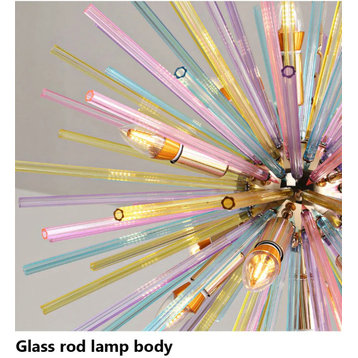 MIRODEMI® Flumserberg | Creative Colourful Dandelion Glass Chandelier, Dia19.7×h19.7" / Dia50×h50cm, Warm Light