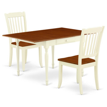 3-Piece Kitchen Table Set, Small Table, 2 Dining Chairs, Solid