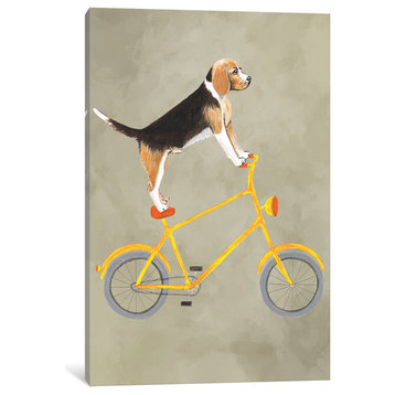 Beagle On Bicycle by Coco de Paris Canvas Print, 18"x12"x1.5"
