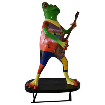 Giant Happy Frog Playing the Guitar Good for Outdoors Size: 46" x 28" x 70"H