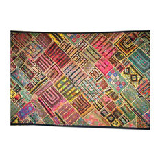Mogul Interior - Consigned 90S Indian Kuch Wall Tapestry Patchwork Throw Home Decor - Tapestries