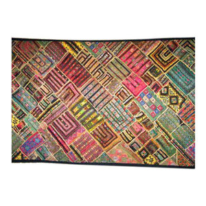 Mogul Interior - Consigned 90S Indian Kuch Wall Tapestry Patchwork Throw Home Decor - Tapestries