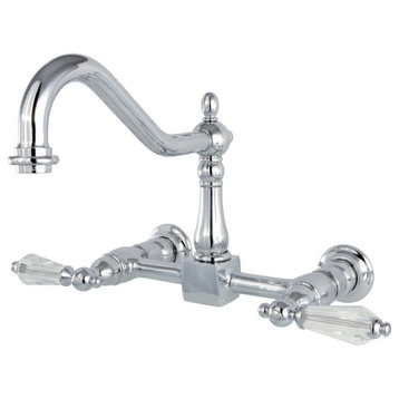 Kingston Brass Wilshire 8" Centerset Wall Mount Kitchen Faucet, Polished Chrome