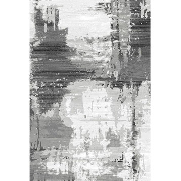 Abstract Art Rug, Woven, Gray, 5'3"x7'7"