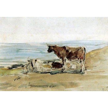 Eugene-Louis Boudin Cows near the Shore Wall Decal