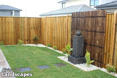 Garden makeover, water feature, instant lawn, bamboo screen