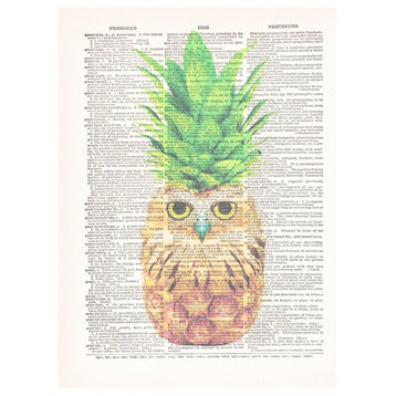 Art N Wordz Pineowlple Pineapple Owl Dictionary Page Pop Art Print Poster