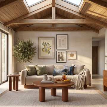 Modern Luxury Living Room with Solid Wood Furniture - Teak & Mahogany