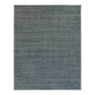 Jet Gray Modern Box Design Plain Wool Loomed Knotted Oversized Rug 12 ...