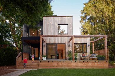 Scandinavian two-story mixed siding exterior home idea in Toronto