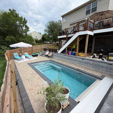 Complete Fiberglass Pool Installation in Backyard by Battlefield Services