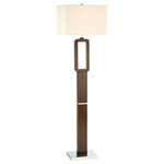 Lite Source - Lite Source Leonard Floor Lamp - FLOOR LAMP W/LED NIGHT, WALNUT/LINEN SHADE, A 100W&LED 5.2