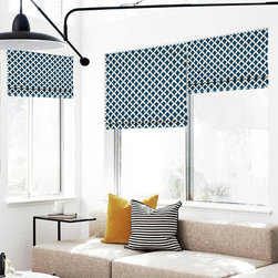 Quick Fix Washable Roman Window Shades Flat Fold , Blue Argyle B - Roman Shades