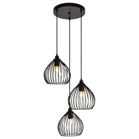 Sayer Collection Pendant, 16.0"x23.1", 3-Light, Black