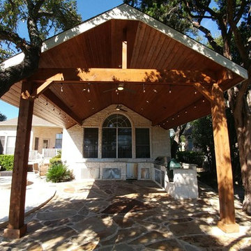 Austin Rustic Traditional Outdoor Patio and Kitchen Addition