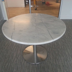 White Carrara Round Office Table - Products