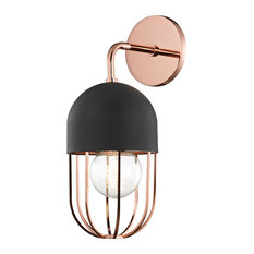 Haley Wall Sconce With Black Accents, Finish: Polished Copper