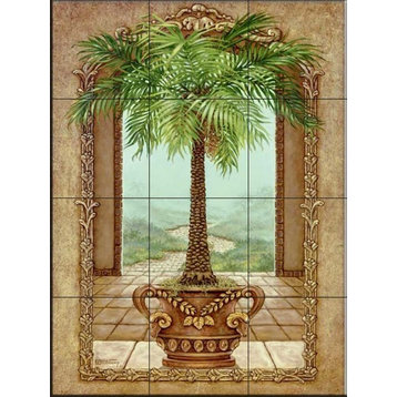 Tile Mural Kitchen Backsplash - Classical Palm Tree-JK - by Janet Kruskamp