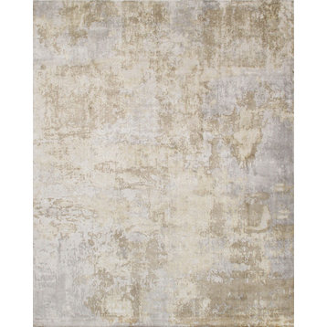 Pasargad Home Beverly Collection Silver/ Brown Bamboo Silk Rug 10'0"x14'0"