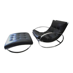 Renato Zevi Ellipse Rocking Chair and Ottoman in the Style of Milo Baughman - Rocking Chairs