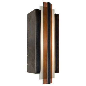 Empire Wall Sconce, Gunmetal and Rosewood, Bulb Type: E12
