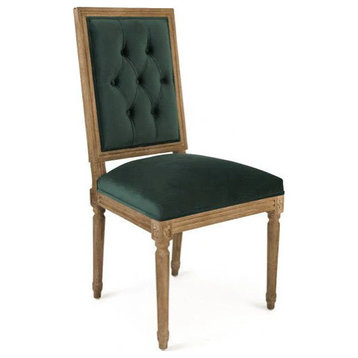 Domani Velvet Louis Side Chair, Green