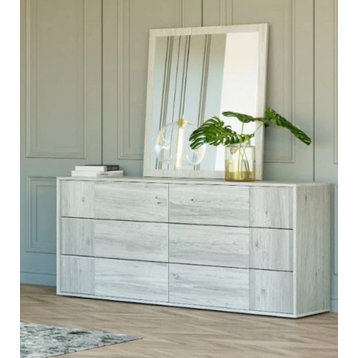 Marie Modern Italian White Washed Dresser & Mirror Set