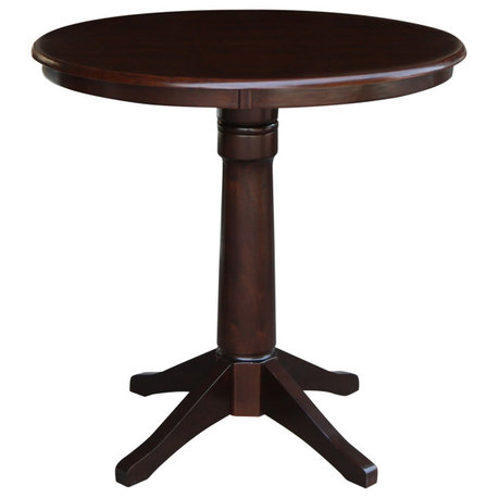 36" Round Top Pedestal Table - 34.9"H, Rich Mocha