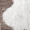 Faux Sheepskin Quarto Shag Area Rug, White, 3'6"x6'
