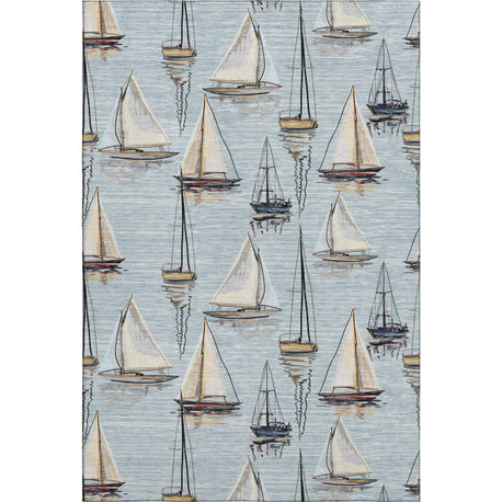 Addison Premium Washable Mayfield AMF153 Blue 5' x 7'6" Rug