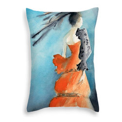 Turquoise and Orange Fashion Art Throw Pillows - Decorative Pillows
