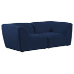 Meridian Furniture - Miramar Linen Textured Fabric Upholstered 2-Piece Modular Sofa, Navy - Unwind and let your cares float away while you're curled up in the welcoming confines of this Miramar Modular Sofa. This sophisticated modular sofa is made from premium materials with a solid frame that ensures durability and long-lasting service life. The soft navy linen textured upholstery on this modular sofa makes it feel super indulgent against the skin. Pair this sofa with other items in the Miramar collection for a complete lookthe latches underneath make pairing a snap.