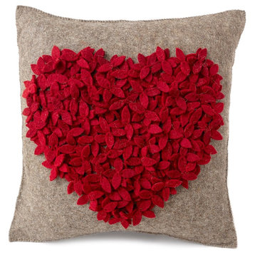 Heart Cushion Cover, Hand Felted Wool