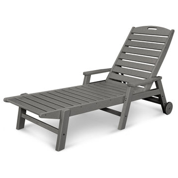 Nautical Wheeled Chaise With Arms, Slate Gray