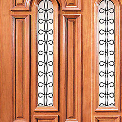 Pre-hung Mahogany Insulated Center Lite House Door One Sidelight - Front Doors