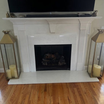 Marble fireplace surround and hearth
