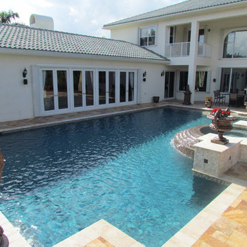 Traditional Swimming Pool w/ Elevated Spa, Tiered Spillway, Beach Area - Exarhos