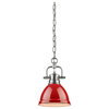 Mini Pendant in Pewter with Red Shade