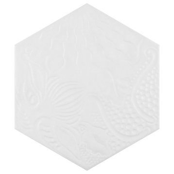 Gaudi Hex Porcelain Floor and Wall Tile, White