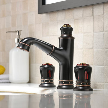 $139.99 Classic Widespread Pull-Out Spray Bathroom Sink Faucet with Double Handl