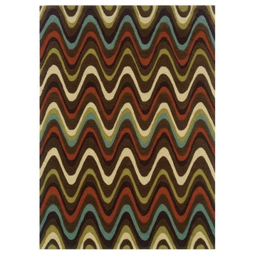 Linon Trio Mouzi Hand Tufted Polyester 8'x10' Rug in Brown