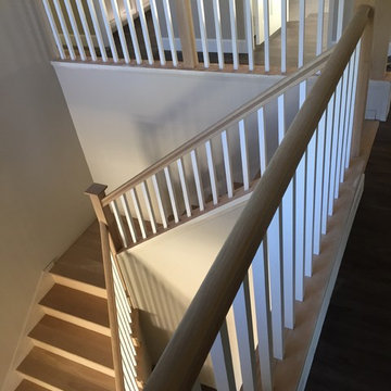 Craftsman stair, white oak & paint grade.