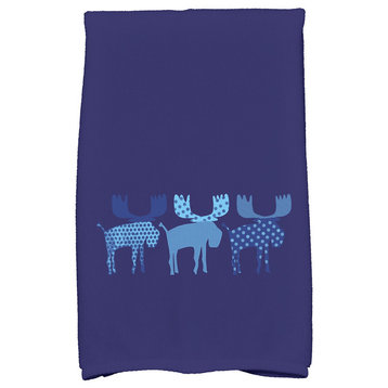 Merry Moose Holiday Animal Print Kitchen Towel, Blue