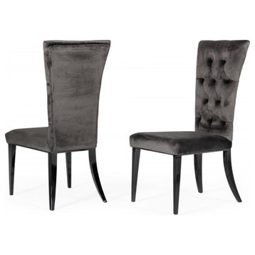 Modrest Darley Modern Gray Velvet Dining Chair, Set of 2