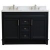 48" Double Sink Vanity, Dark Gray Finish With White Quartz And Rectangle Sink