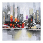 Hand Painted Abstract City View Wall Decor Artwork II