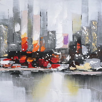 Hand Painted Abstract City View Wall Decor Artwork II