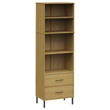 vidaXL Bookcase With 2 Drawers Brown 23.6"x13.8"x70.9" Solid Wood