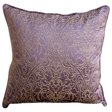 Purple & Gold, Purple Art Silk 16"x16" Throw Pillow Covers